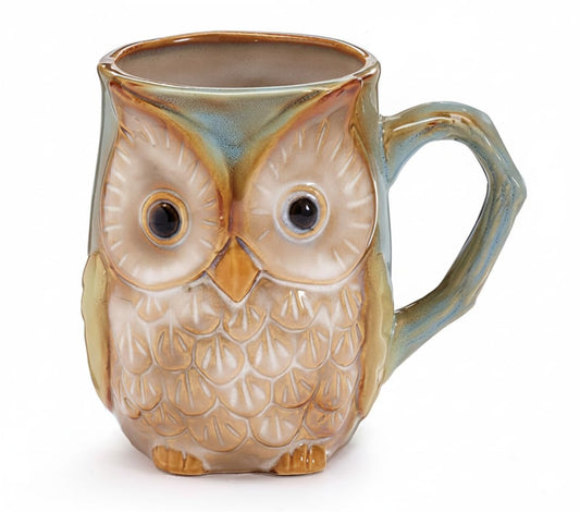 burton + BURTON 9730074 Mug Owl Coloring Printed on Surface, 4 1/4" H √ó 4 3/4" W √ó 3 1/2" D √ó 2 1/2" Opening. Holds 12 oz., Blue/Green