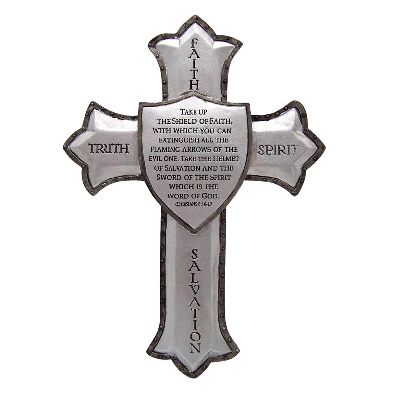 Roman 8.25 Armor of God Wall Cross - Ephesians 6:16-17