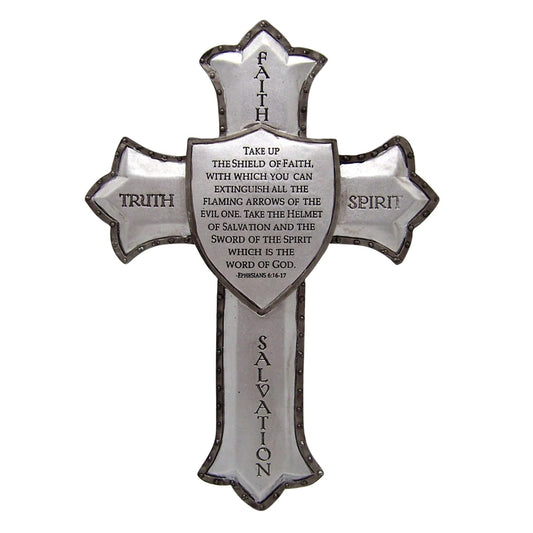 Roman 8.25 Armor of God Wall Cross - Ephesians 6:16-17