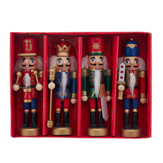 Kurt Adler Wooden Nutcracker Ornament 4-Piece Box Set, 5-Inch
