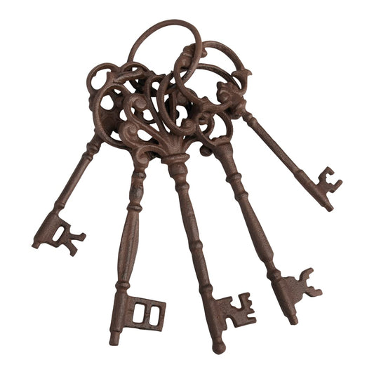 Esschert Design DB63 Set of Large Cast Iron Keys on Ring