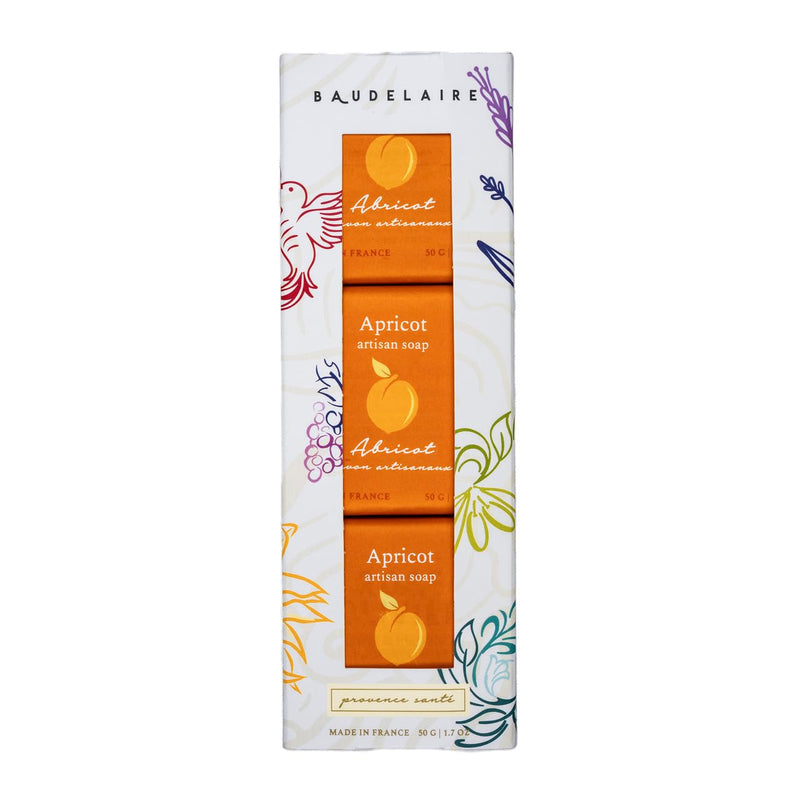 Baudelaire Apricot Artisan Travel Soap, 1.7-ounce (3 Pack), For Everyday Use, Bathroom Use, Skin Care, Made in France