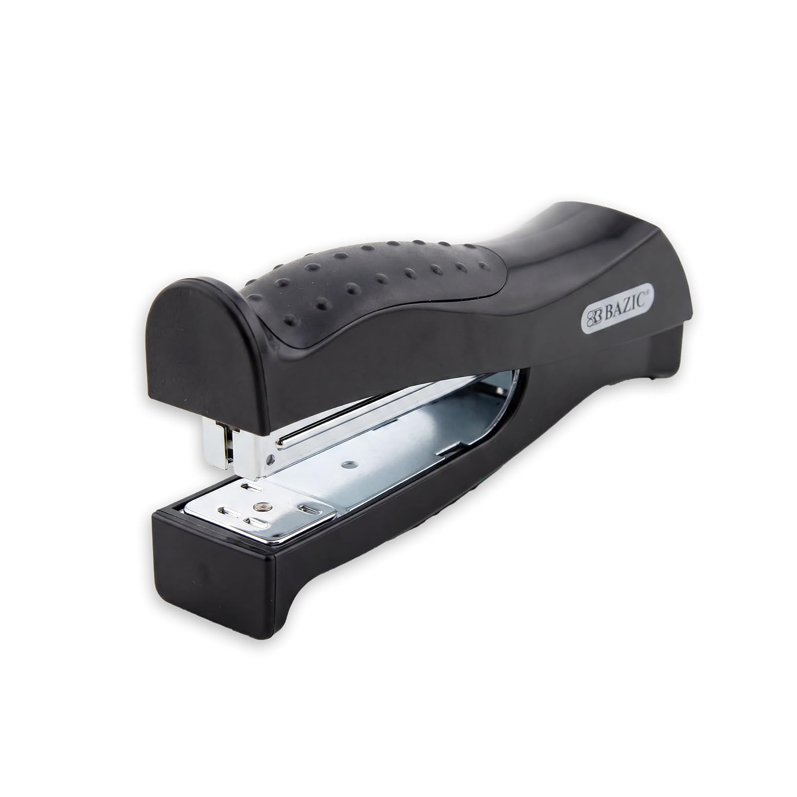 BAZIC Stand-Up Stapler w/500 Staples, Full Strip Size Standard (26/6), Black Durable Desktop Staplers for Home Office School, 1-Pack