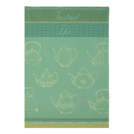 Coucke French Cotton Jacquard Towel, Instant Tea, 20-Inches by 30-Inches, Green, 100% Cotton