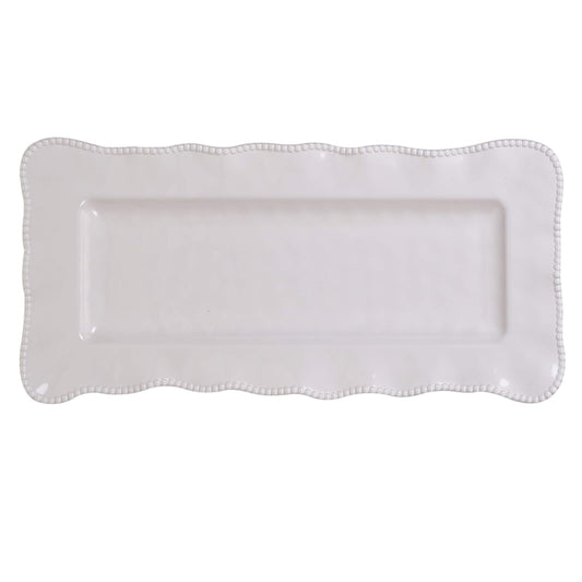 Certified International 27428 Perlette Cream Rectangular Platter 19" x 9" Servware, Accessories,Hostess Serving