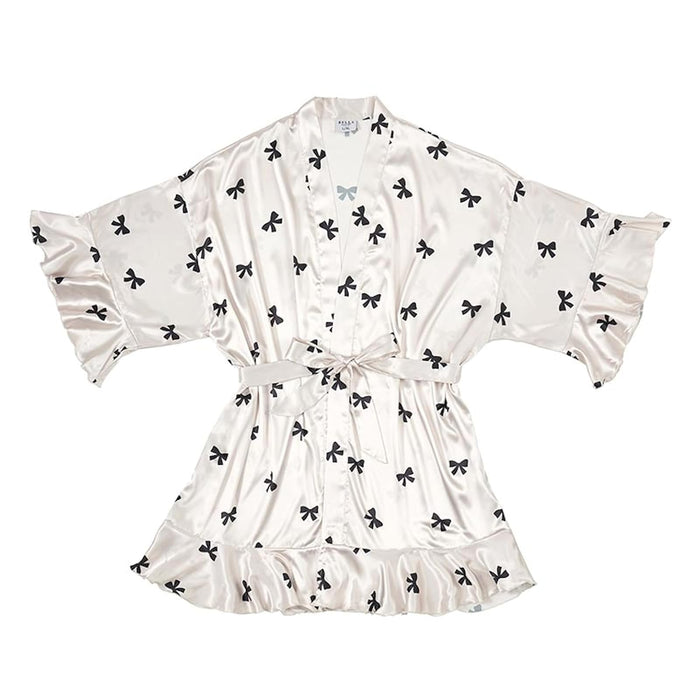 Bella Sleep + Spa Robe, Large-X-Large, Black Bows