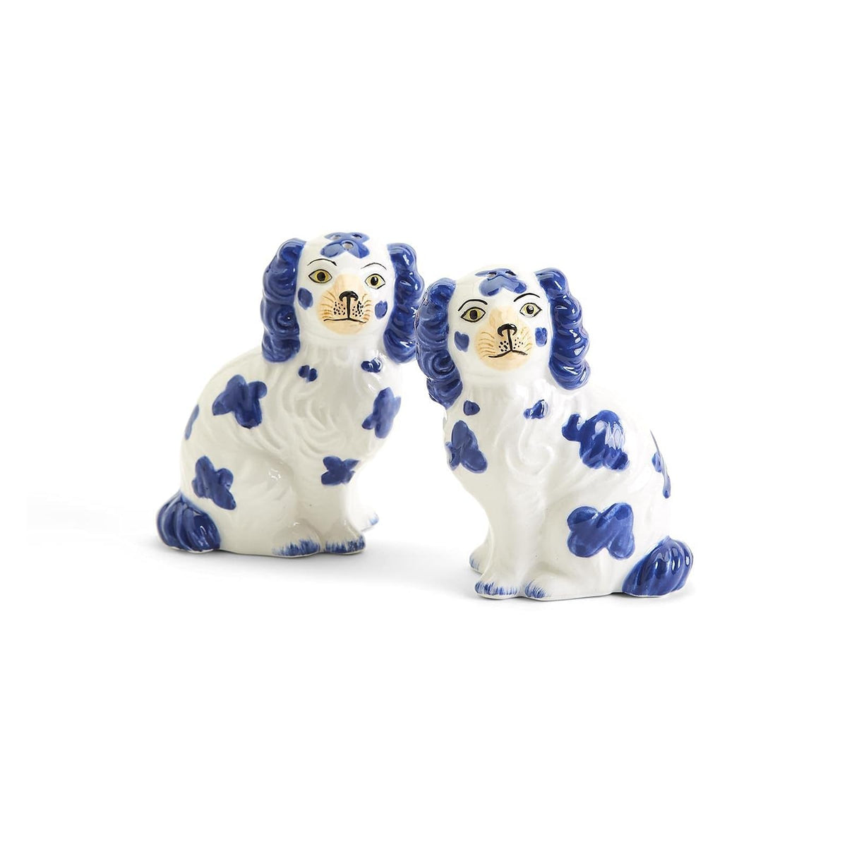 Two's Company Food Shaker, Blue and White, Staffordshire Dog Set