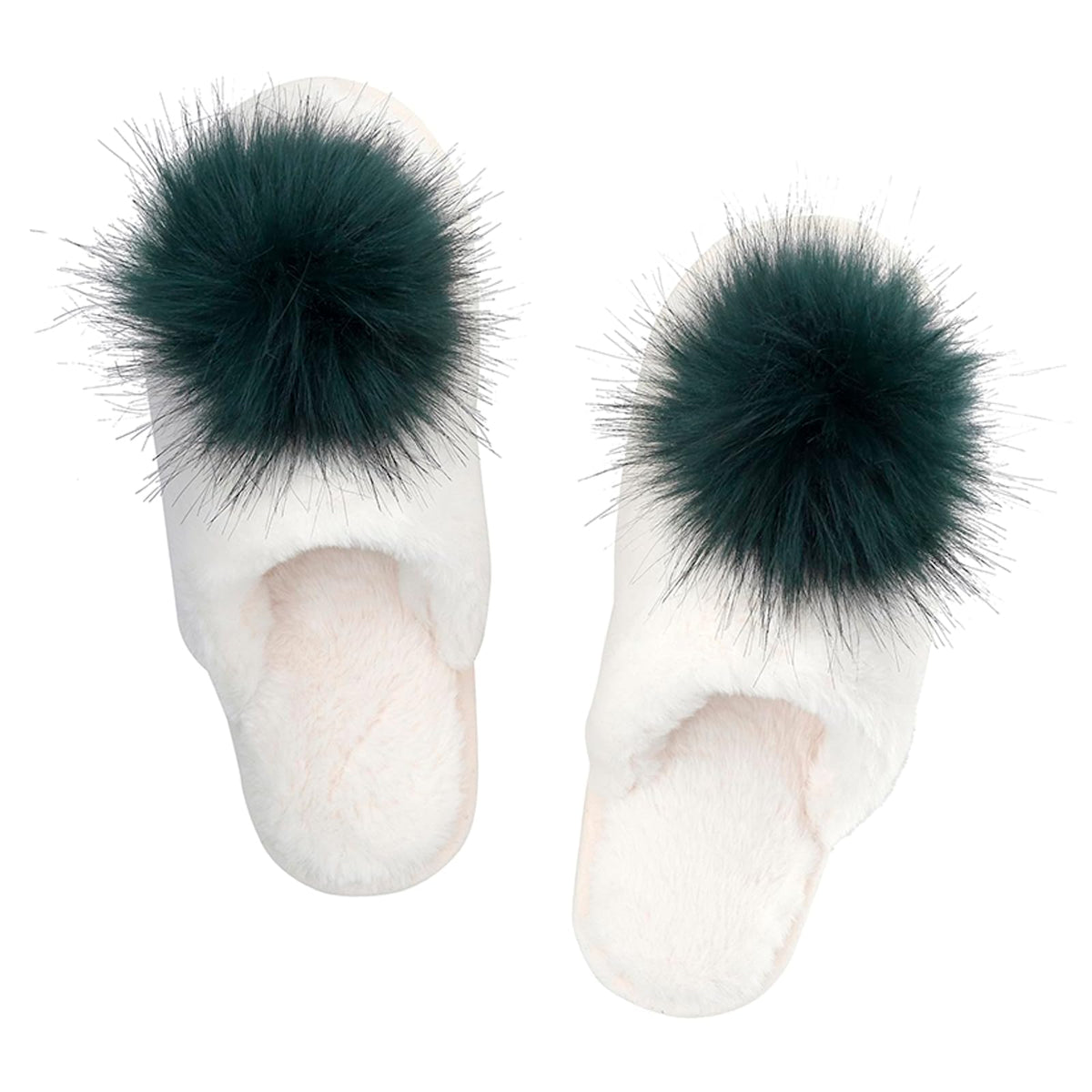 Bella Sleep + Spa Slipper, Small, Closed Toe Ivory & Green