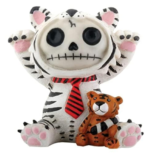 Pacific Trading SUMMIT COLLECTION Furrybones White Tigrrr Signature Skeleton in White Tiger Costume with Small Bengal Tiger Doll.