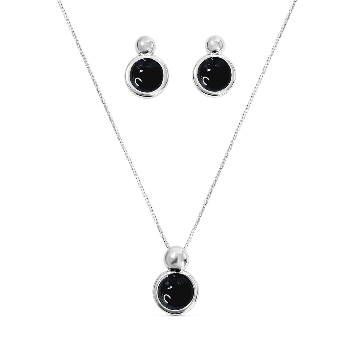 BStones Jewelry Set, White Gold, Black Agate