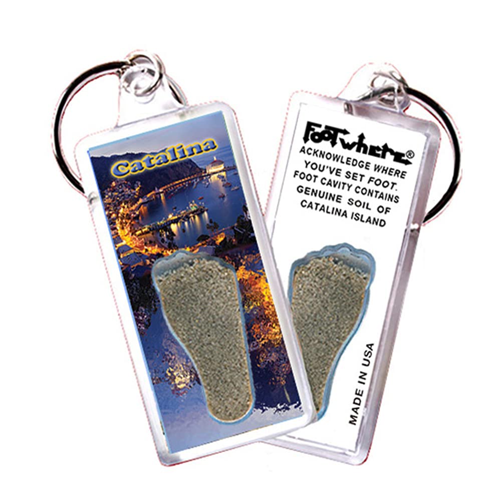 FootWhere Catalina Island Souvenir Keychain. Made in USA (CI101 - Avalon Bay)