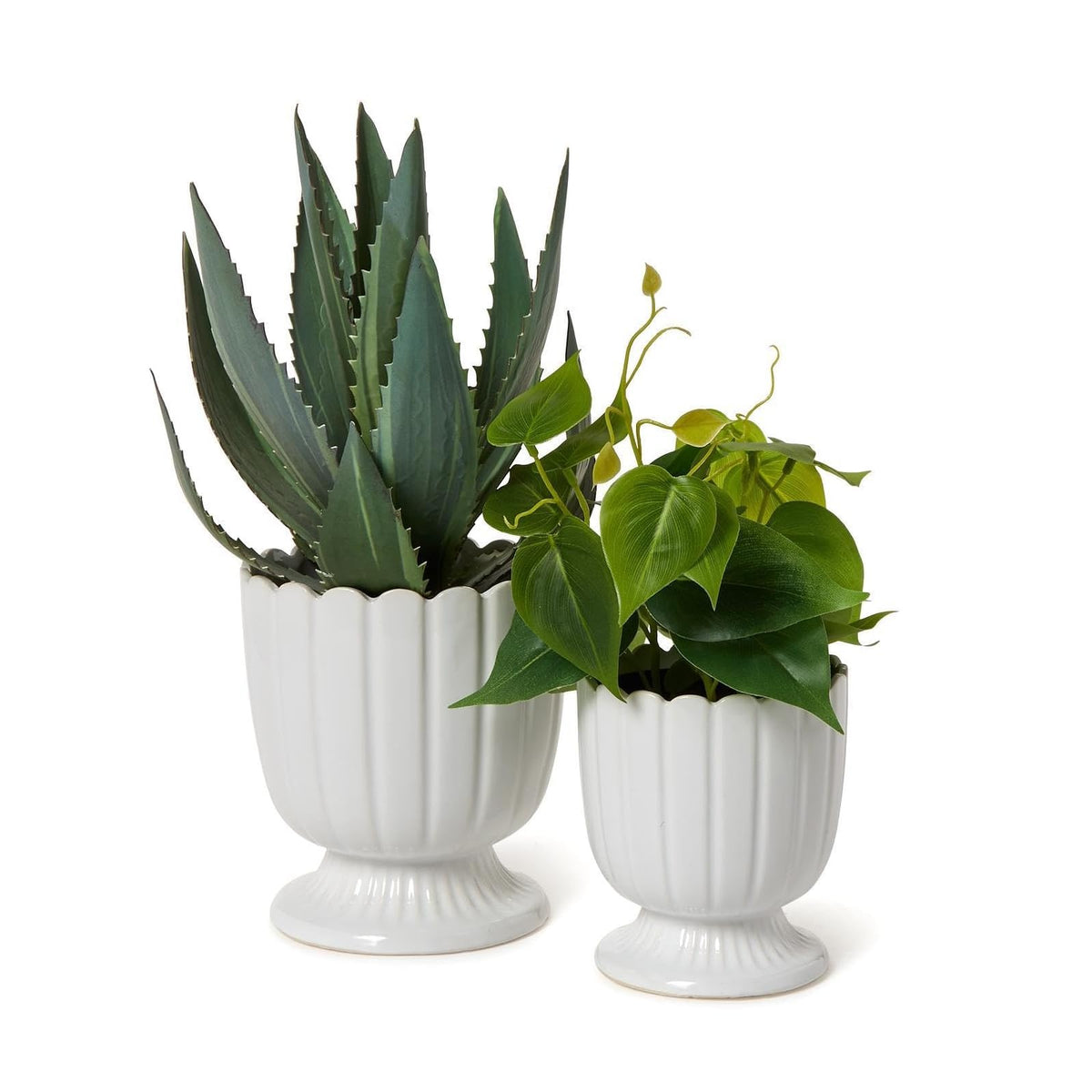 Two's Company Planter, 5" H x 4 1/4" Dia, 6" H x 5 1/4" Dia, White