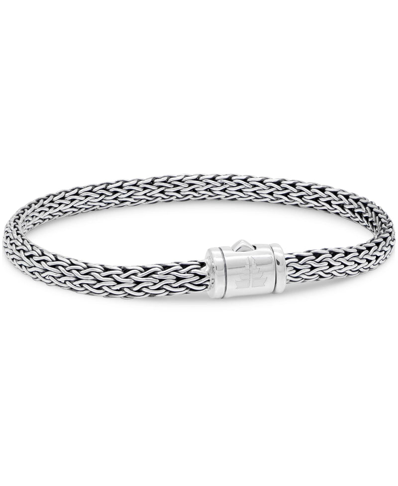 Sterling Silver 925 with Woven Dragon Bone Tulang Naga 5mm Chain DEVATA Bali Chain Bracelet Women Men DBK5235 (SIZE M/7.5&quot;)