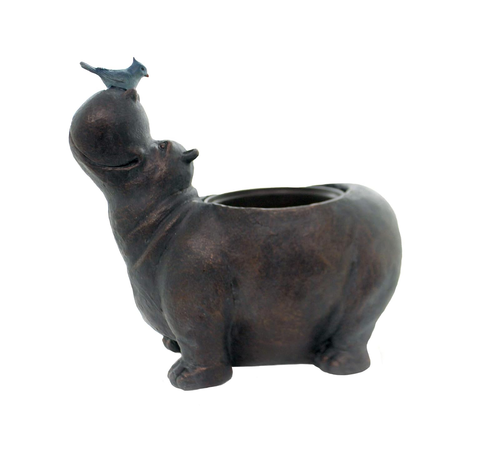 Roman 13"H Hippo with Bird Planter