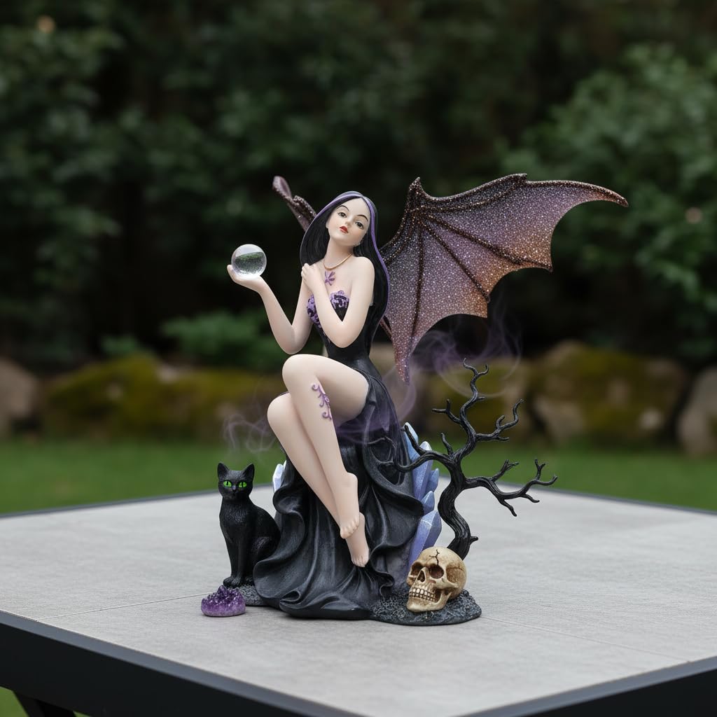 Comfy Hour 6 Inch Fairy Statue, Gothic Witch Figurine with Bat Wings