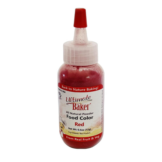 Ultimate Baker All Natural Deep Red Food Color - Kosher Dark Red Food Coloring Powder for Airbrush or Gel Paste Cake Decorating (12grams)