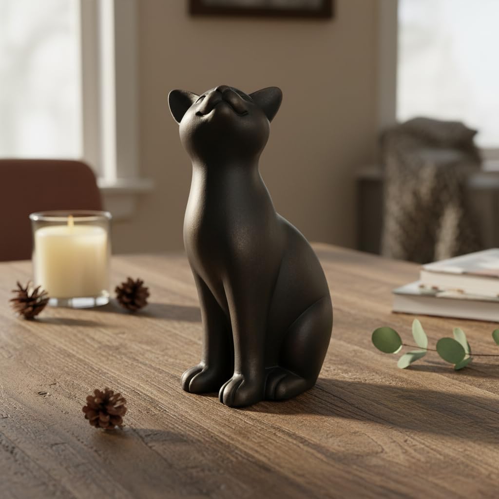 Comfy Hour Farmhouse Collection 9" Polyresin Standing Cat Decoration, Black