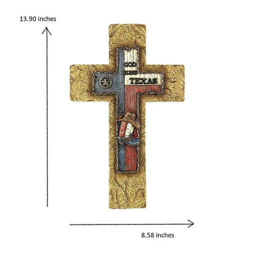 Comfy Hour 14 Inch Texas Cross Wall Decor, God Bless Texas Plaque
