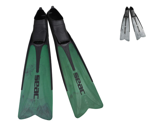 SEAC Talent Italian Design Long Blade Fin for Spearfishing and Freediving Fins, Green Camo 12.5-13.5
