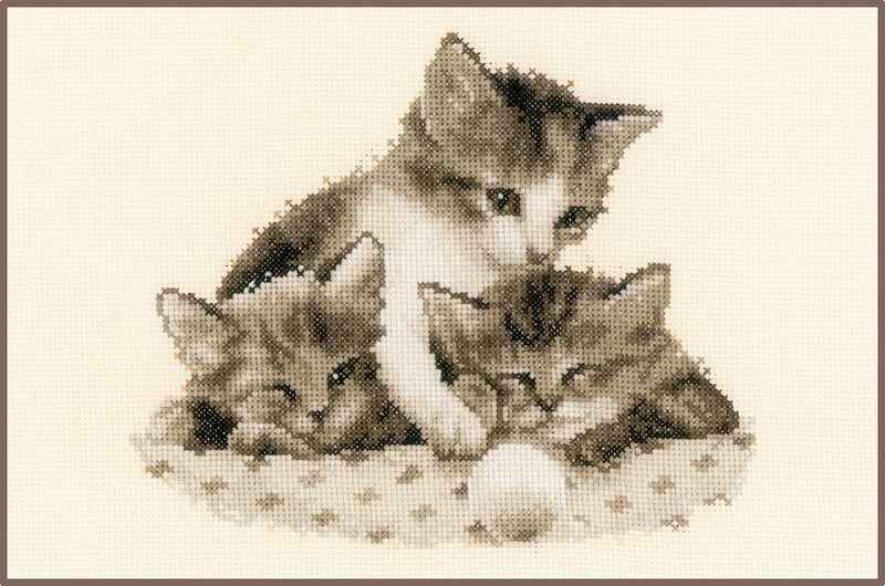 Vervaco Counted Cross Stitch Kit Little Kittens 9.2" x 8"