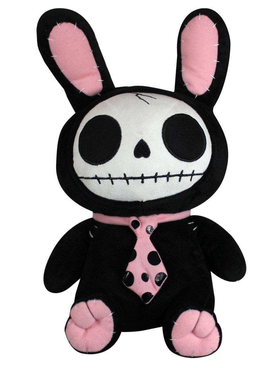 Pacific Trading SUMMIT COLLECTION Furrybones Black Bunny Bun Bun Wearing Polka Dotted Pink Tie Plush Doll