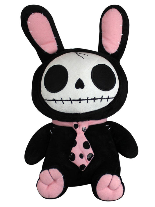 Pacific Trading SUMMIT COLLECTION Furrybones Black Bunny Bun Bun Wearing Polka Dotted Pink Tie Plush Doll