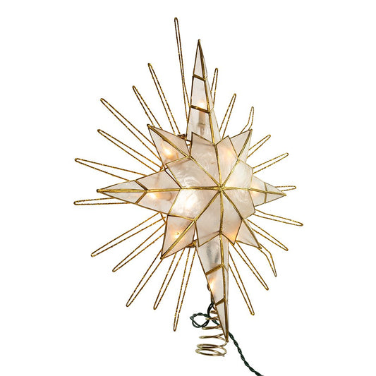Kurt Adler 10-Light 14" Gold Glitter Capiz Bethlehem Star Treetop