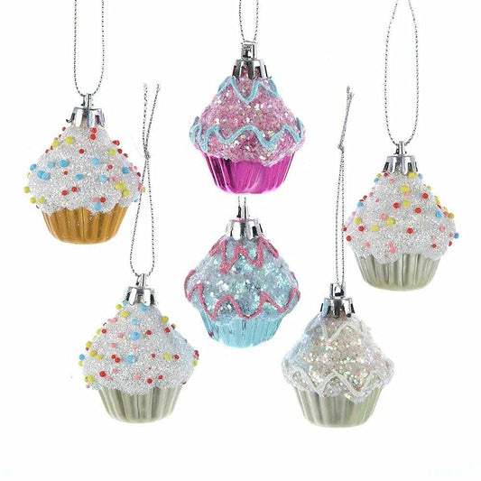 Kurt Adler 2 Cupcake Ornament Set of 6