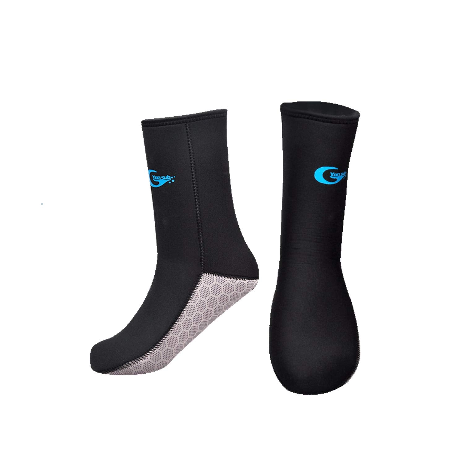 Yonsub 3mm/5mm Diving Socks Neoprene Beach Water Socks Flexible Anti Slip Wetsuit Boots for Men Women (Black-5mm, XXL)