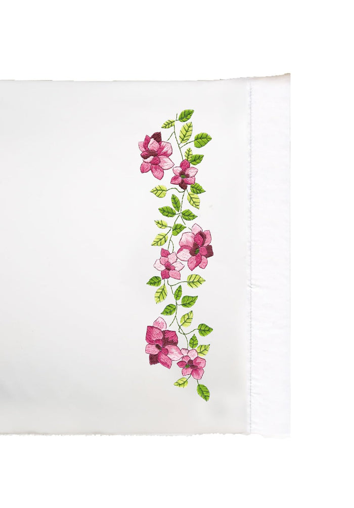 Design Works Crafts Pink Roses Stamped for Embroidery Pillowcases