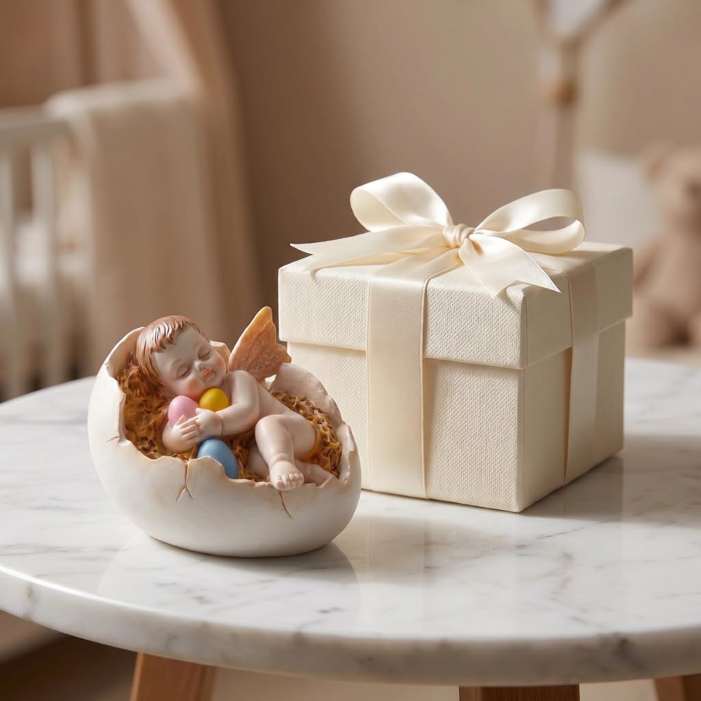 Comfy Hour 4.5 Inch Sleeping Cherub Figurine, Angel Egg Decor, 1 Unit