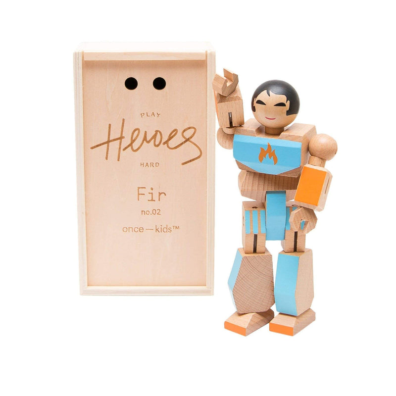 ONCE KIDS Playhard Hero Action Figures – Fir Wood Baby Toys for Imaginative Play –Sturdy &amp; Durably Packaged Hero Toy for Kids