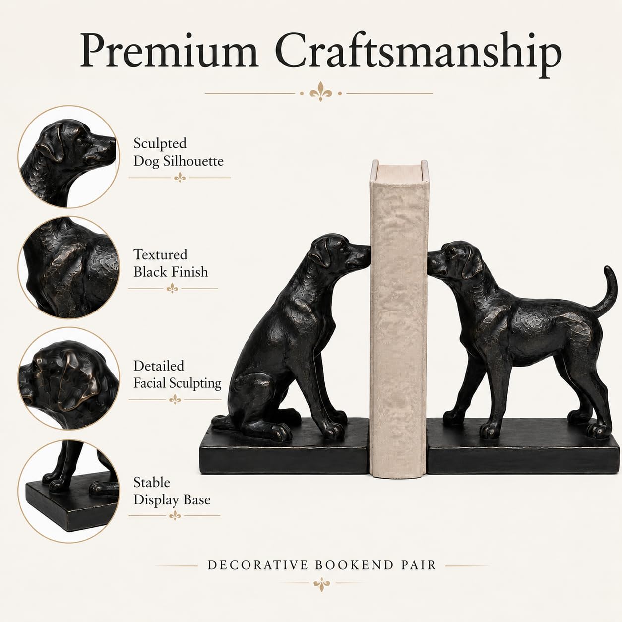 Comfy Hour Farmhouse Home Decor Collection 7" Length 6" Height Set of 2 Labrador Dogs Bookends Art Bookend, 1 Pair, Antique Effect, Copper, Polyresin