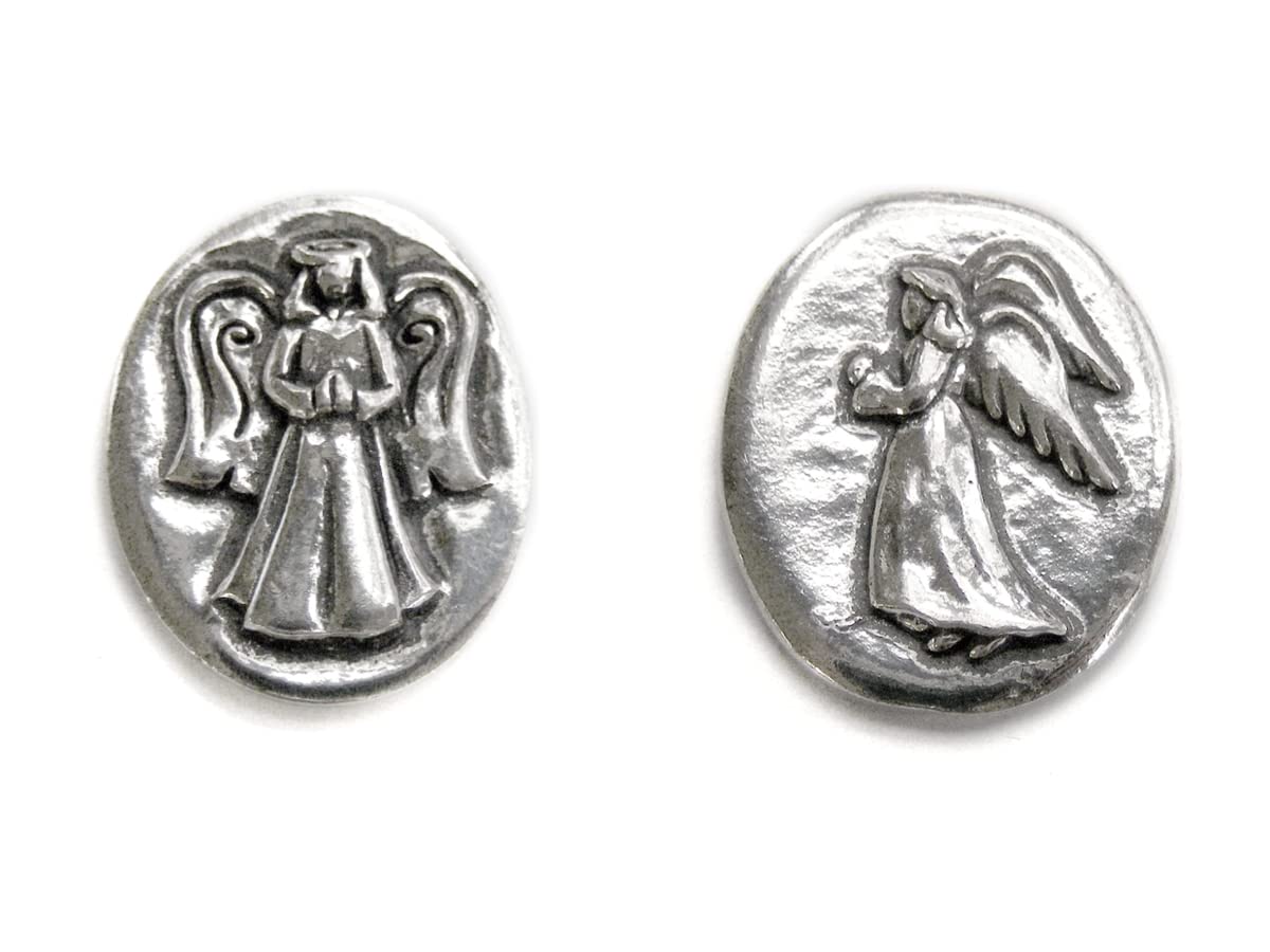 Basic Spirit Angel Pocket Token Coin -Handcrafted Pewter Gift for Coin Collecting with Inspirational Words(Faith/Protection) 2 Sets