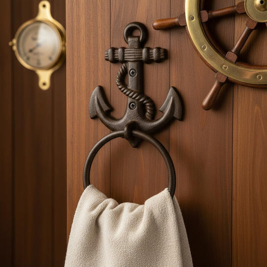 Comfy Hour 6 x 5 Inch Nautical Towel Holder, Anchor Towel Ring, 1 Piece