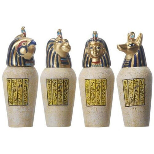 Pacific Trading SUMMIT COLLECTION Egyptian Canopic Jar Set of 4 Pieces 3.5H Jackal Falcom Human Lion