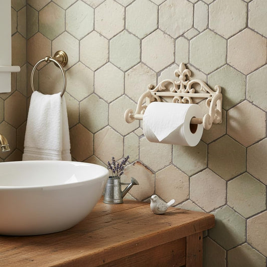 Comfy Hour 6.3 Inch Fleur de Lis Cast Iron Toilet Paper Holder