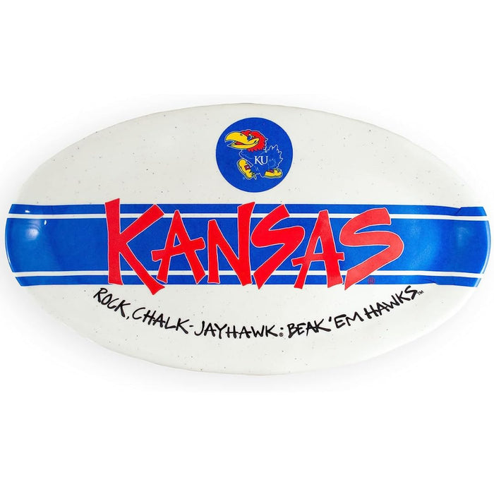 Magnolia Lane Kansas Jayhawks Heavy Duty Melamine Oval Serving Platter 12” Party Platter Dish for Tailgating, BBQ’s, Poolside- Ideal for Graduation/Alumni and Big 12 NCAA Team Spirit