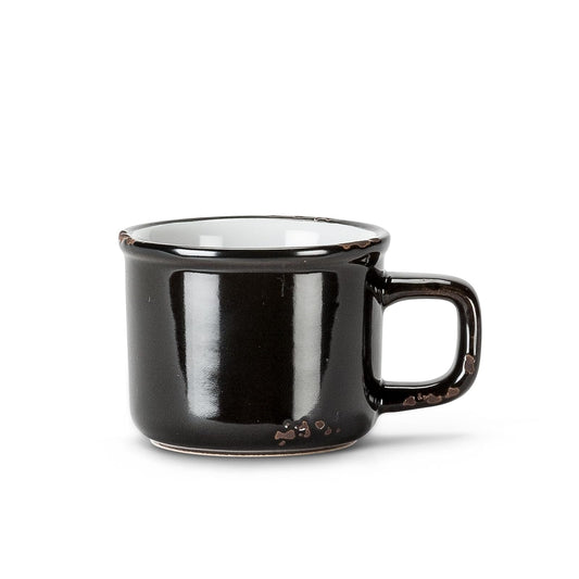 Abbott Collection  Enamel Look Stoneware Espresso Cup, Black, 2 inches