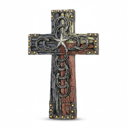 Comfy Hour 9.1 Inch Cross for Wall, Horseshoe Cross Wall Decor
