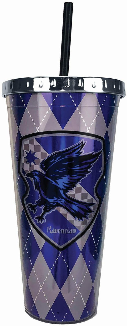Spoontiques 21610 Ravenclaw Foil Cup w/Straw, 20 ounces, Blue
