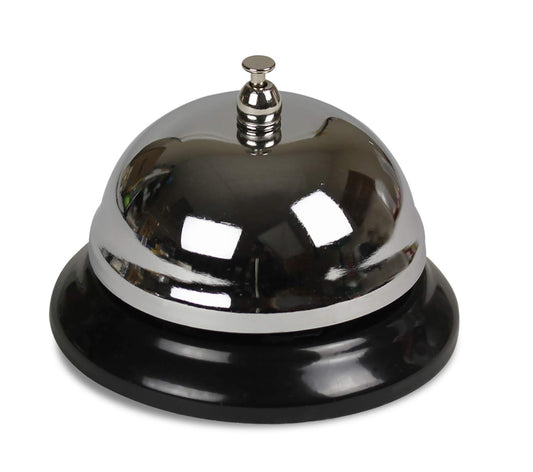 Hygloss Products Classic Silver Call Bell - Durable Metal with Chrome Finish - Crisp Ringing Tone - School, Hotel Concierge, Reception & More - 3.5" x 2.25" - 12 Pieces (61510)
