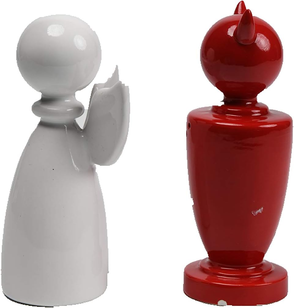 Comfy Hour Devil & Angel Salt & Pepper Set, Red & White, Dolomite
