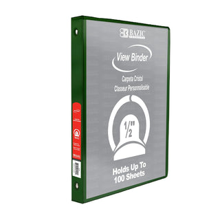 BAZIC 1/2" Green 3-Ring View Binder w/ 2-Pockets
