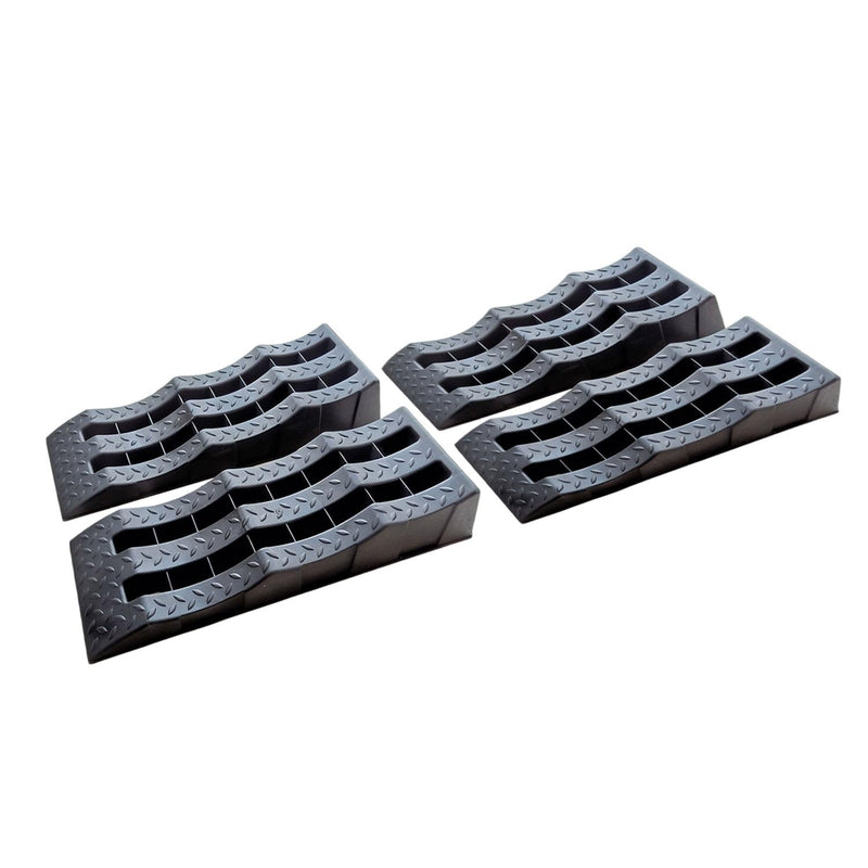 OMAC Multi-Leveling Ramps for RV, Trailer, Camper - Car Wheel Chocks Stabilizing, 6000 Pounds x 4 Pieces, Black