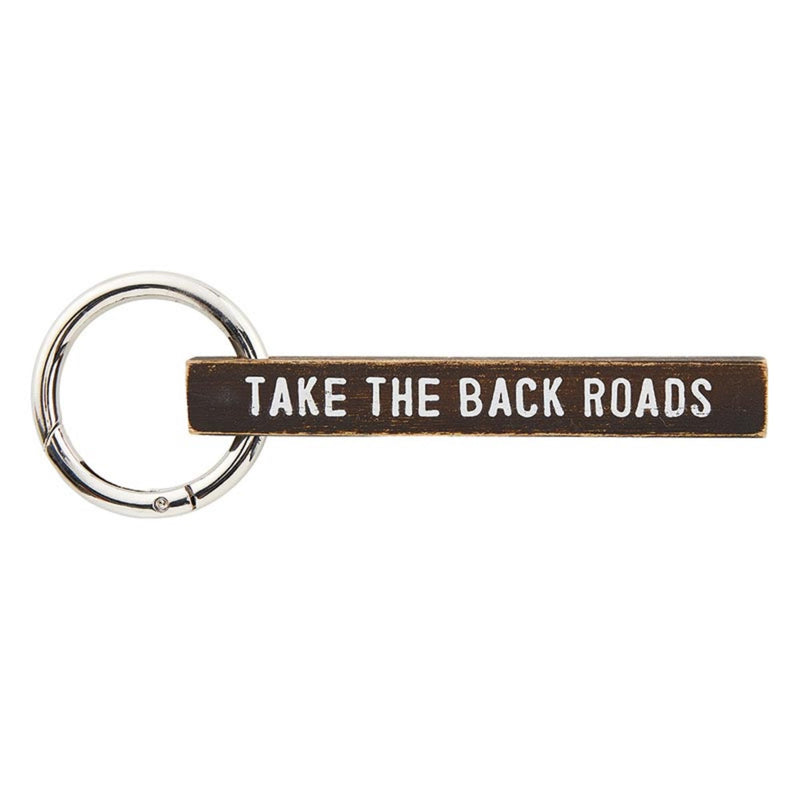 Santa Barbara Design Studio Keyring Wood Tag Face To Face Keychain, 3.75" Long, Take The Back Roads