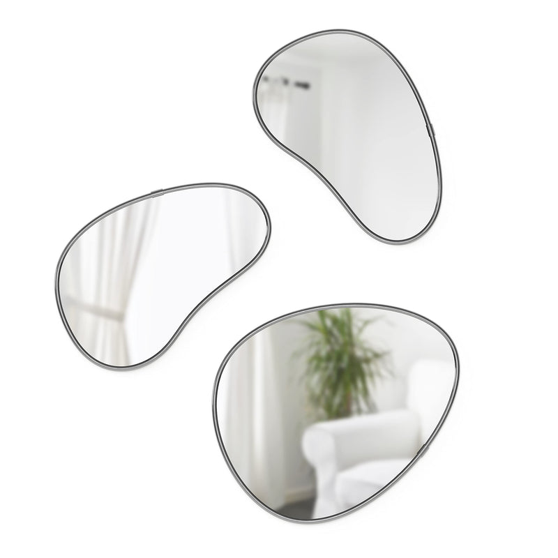 Umbra Hubba Pebble Mirrors, Set of 3, Titanium