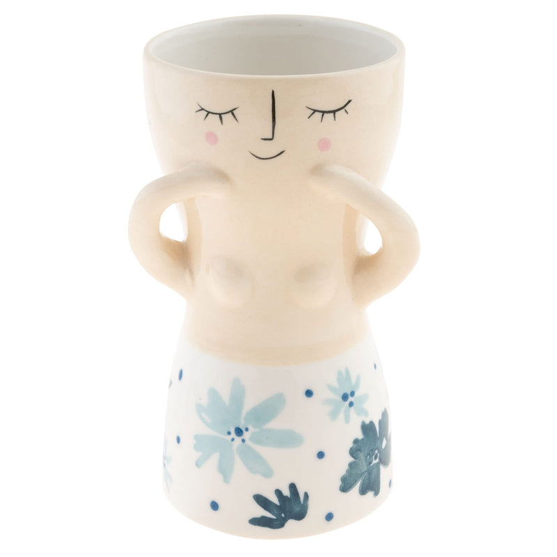 Reyna Busty Lady VASE Blue Floral