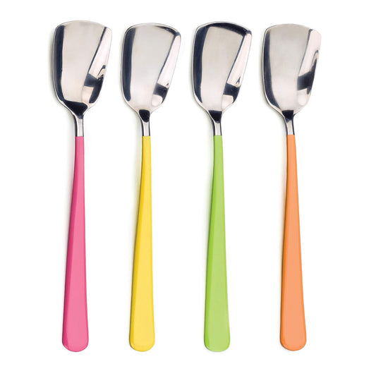 RSVP International Endurance Stainless Steel Ice Cream Spoon with Colorful Handle, Set of 4
