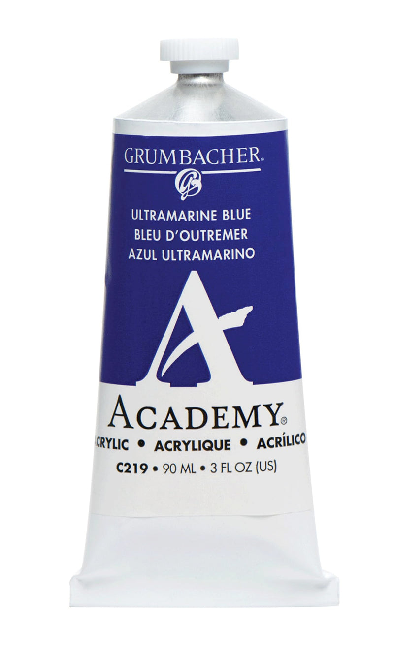 Grumbacher 90-ml Metal Tube Academy Acrylic Paint, Gloss, Ultramarine Blue, 3 Fl Oz (Pack of 1)